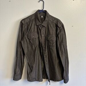 Rock & Republic Dark Gray Long Sleeve Denim Button Up